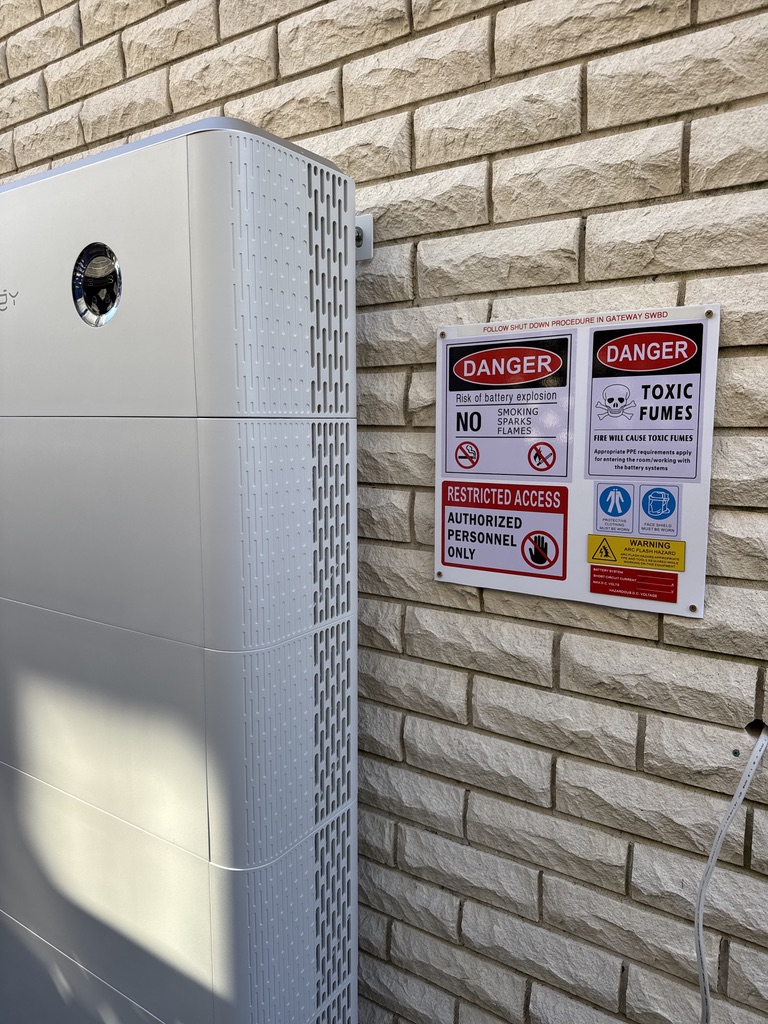 GRIDHUB Sigenergy home battery installation and safety signage